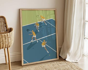 Modern Tennis Player Art Print, Sport Wall Decor (Digital Download)