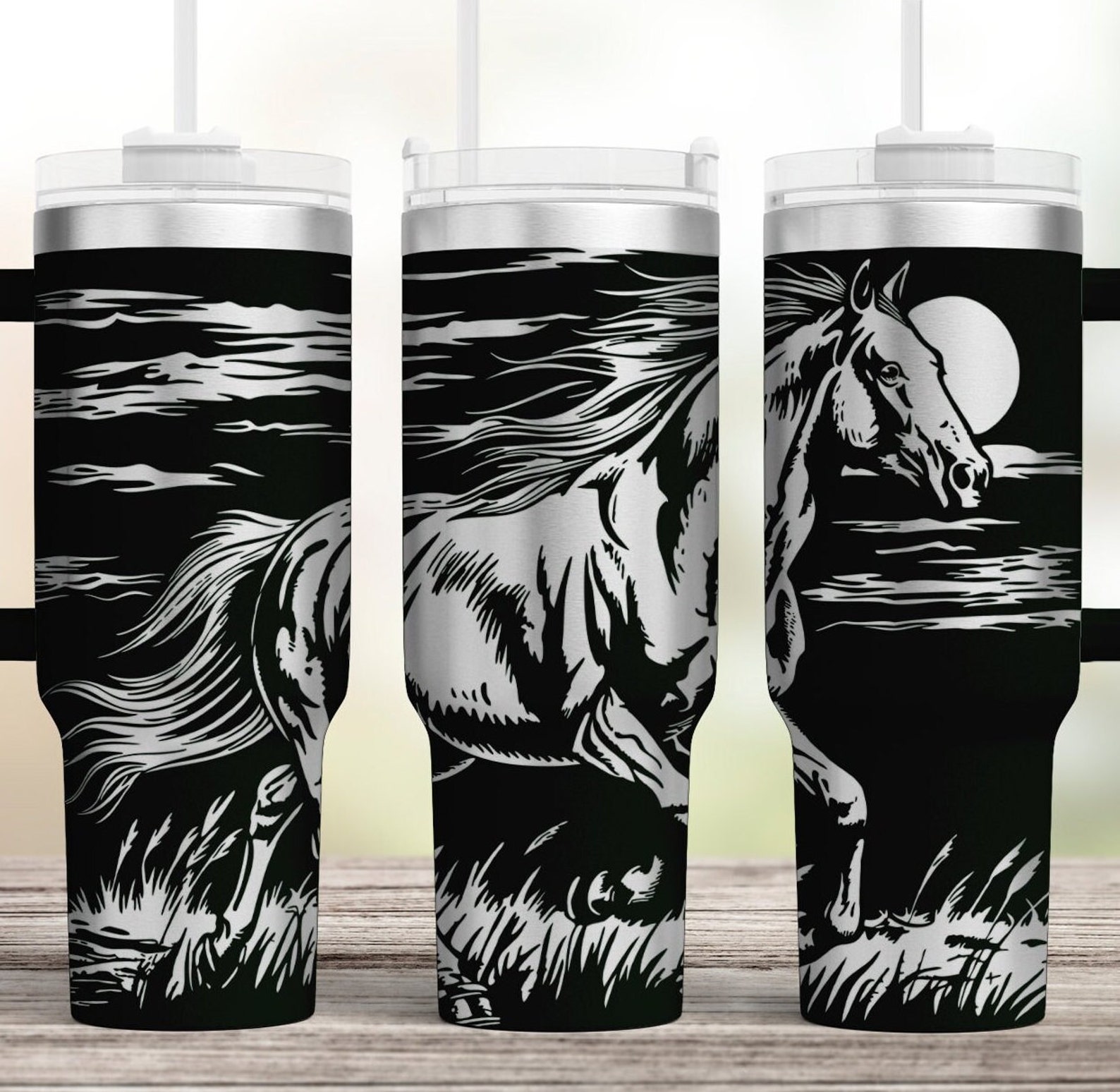 Horse Tumbler Laser SVG, Engraved Tumbler, 40oz Tumbler Full Wrap for