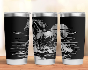 Diseño SVG de caballo grabado con láser: Diseño sin costuras (descarga digital)