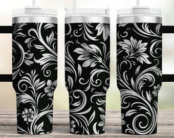 Vintage Motif Floral Tumbler Laser SVG, Laser Engraved Tumbler, 40oz Tumbler Full Wrap , Seamless Floral Paisley Design, digital download