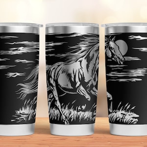Horse Tumbler Laser SVG, Engraved Tumbler, 20oz Tumbler Full Wrap For Laser Rotary Machine, Seamless Horse Design, sublimation PNG,  digital download