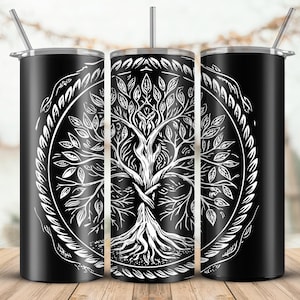 Tree of Life Tumbler Laser SVG, Celtic art Engraved Tumbler, 20oz Tumbler Wrap For Laser Rotary Machine, Tree of Life Yggdrasil design