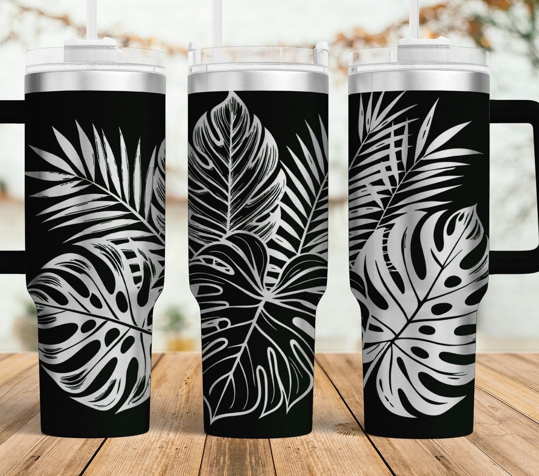 Tropic Palm Leaves Tumbler Laser SVG, 40oz Engraved Tumbler Wrap for ...