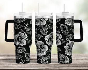Hibiscus Tumbler Laser SVG: Floral 40oz Wrap (Digital Download)