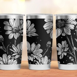 Wildflower Tumbler Laser SVG, Engraved Tumbler, 20oz Tumbler Full Wrap For Laser Rotary Machine, Seamless Floral Design, Daisy flowers wrap