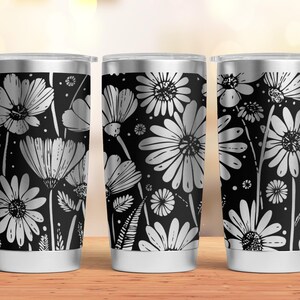 Wildflower Tumbler Laser SVG, Engraved Tumbler, 20oz Tumbler Full Wrap For Laser Rotary Machine, Seamless Floral Design, Daisy flowers wrap