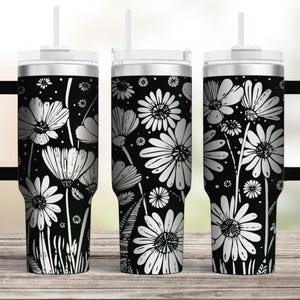 Daisy Tumbler Laser SVG, Wildflowers Engraved Tumbler, 40oz Tumbler Seamless Wrap For Laser Rotary Machine, Floral Design, digital download