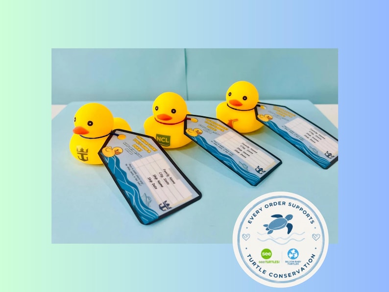 Cruising Ducks with Cruise Line Logo Printing & Personalized Tags | Carnival, Royal Caribbean, Norwegian, Holland, Disney, Celebrity! image 1