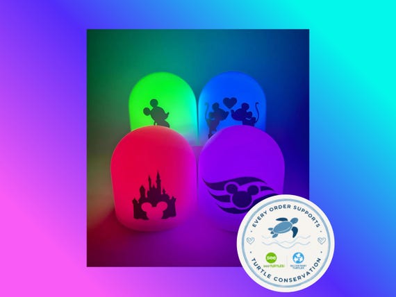 Disney Cruise Night Light - Color Changing Mini Light | Fish Extender Gifts, Party Favor | DCL Ships, Mickey Ears, Custom Character Stickers