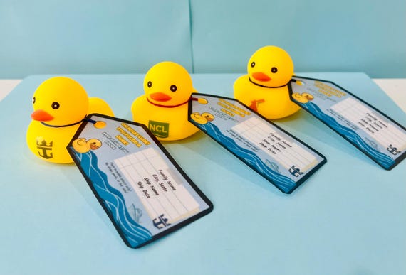 Cruising Ducks with Cruise Line Logo Printing & Personalized Tags | Carnival, Royal Caribbean, Norwegian, Holland, Disney, Celebrity!
