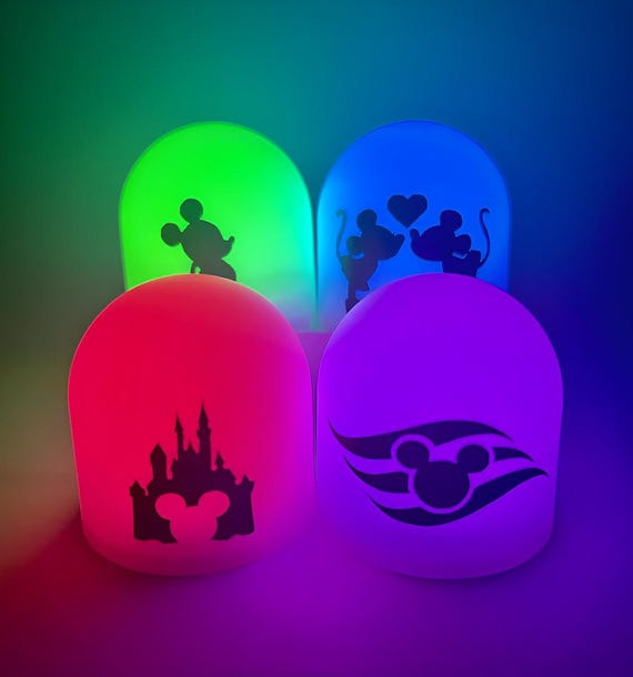 Disney Cruise Night Light - Color Changing Mini Light | Fish Extender Gifts, Party Favor | DCL Ships, Mickey Ears, Custom Character Stickers