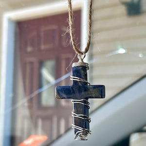 crystal cross rear view mirror car charms