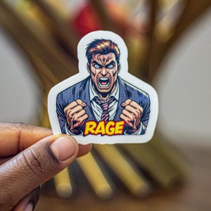 Wütender Mitarbeiter Rage-Filled Aufkleber, lustiger und relatable Vinyl Sticker für Laptops, Wasserflaschen, Journals & Perfekt für Büro Humor Geschenke.
