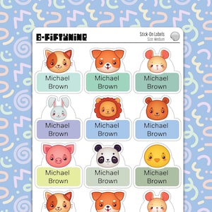 Etichette personalizzate impermeabili con nome – Adesivi personalizzati a tema animale per asili nido, materiale scolastico e altro ancora