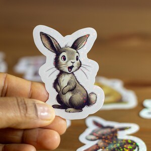 Pegatina inspirada en conejo de A.A. Milne, opciones de vinilo o papel bonitas y duraderas para portátiles, agendas y más