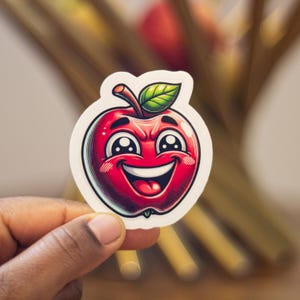 Funny Apple Cartoon Sticker – Cute and Quirky Apple Vinyl Sticker for Laptops, Water Bottles, Journals, and More – Perfect for Gifts.