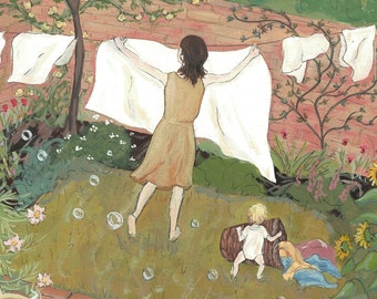 Summer Garden - Fine Art Print - Giclee Print of Original Gouache Painting