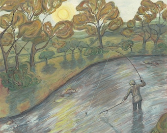 In Search of Trout - Giclee Fine Art Print