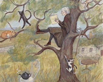 Cat Lady - Giclee Fine Art Print (8 x 10 inches)