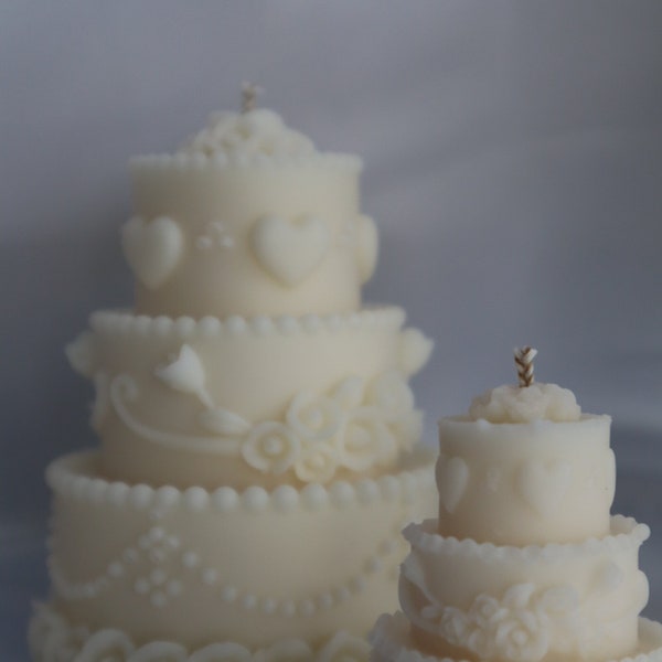 Bougie de gâteau de mariage | Bougie de gâteau de mariage | Bougie de gâteau de coeur | Bougie Gâteau Coeur