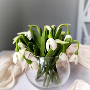 Snowdrop, cold porcelain flower, botanical sculpture Snowdrops for Gift Real touch snowdrop, artificial snowdrops, spring arrangement