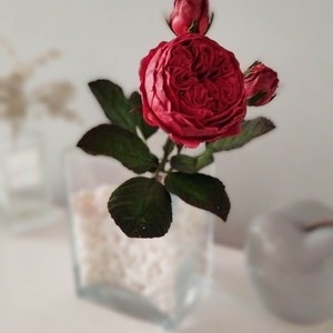 Realistic red rose, rose variety Red Piano, handmade polymer clay, rose cold porcelain, ceramic flowers, rose for gift, home decor rose, zdjęcie 6