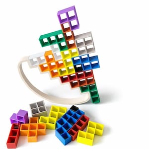 Balancing Puzzles STL File, 3D Balance Game, Balance Tetris Game, Tower Stacking Puzzle Game Printing,  3D Print STL Models Digital Download
