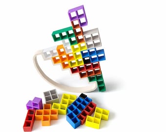 Balancing Puzzles STL File, 3D Balance Game, Balance Tetris Game, Tower Stacking Puzzle Game Printing,  3D Print STL Models Digital Download