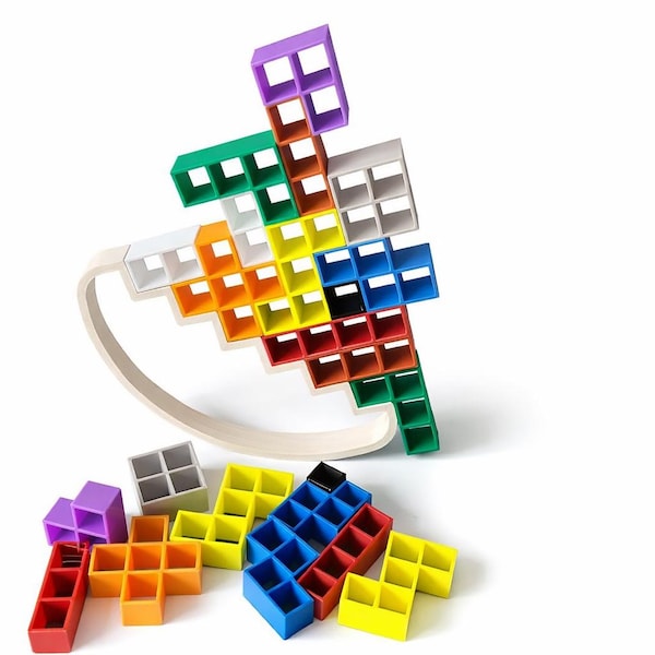 Balancing Puzzles STL File, 3D Balance Game, Balance Tetris Game, Tower Stacking Puzzle Game Printing,  3D Print STL Models Digital Download