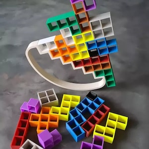 Balancing Puzzles STL File, 3D Balance Game, Balance Tetris Game, Tower Stacking Puzzle Game Printing,  3D Print STL Models Digital Download
