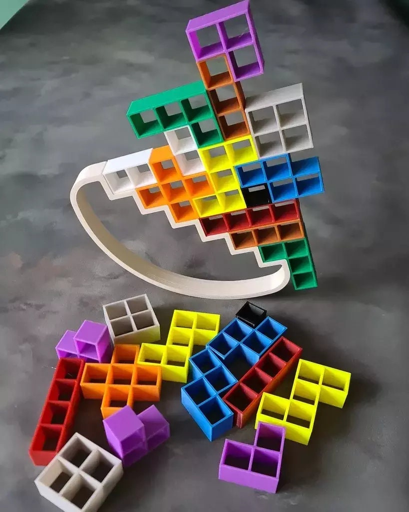 3D Tumbling Block Puzzle Game - Acrylic Tumble Tower Set