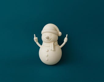3D Middle Finger Snowman STL File, 3D Funny Snowman Model, 3D Print File, 3D Printing, Christmas Snowman, Happy Snowman