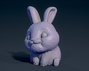 Cute Rabbit 3D, Cute Rabbit STL, 3D Miniature Rabbit, 3D Printing File, Cute Rabbit With 3D Printer, Digital Dowload, 3D Cute Rabbit Model