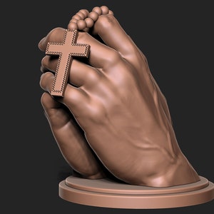 3D Praying Hand With Base STL, 3D Praying Hands Decor As STL, 3D Printing File, Prayer Hands With 3D Printer, Digital Dowload