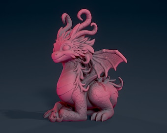 Fichier STL 3D de dragon mignon, fichier 3D de dragon mignon, impression 3D de dragon, modèle 3D de dragon mignon à imprimer