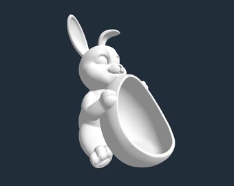 Plato de dulces de conejito de Pascua 3D, archivo STL, regalo de conejito de Pascua 3D, decoración para Pascua, archivo de impresión de conejito de Pascua, maceta de conejito de Pascua, STL de Pascua 3D