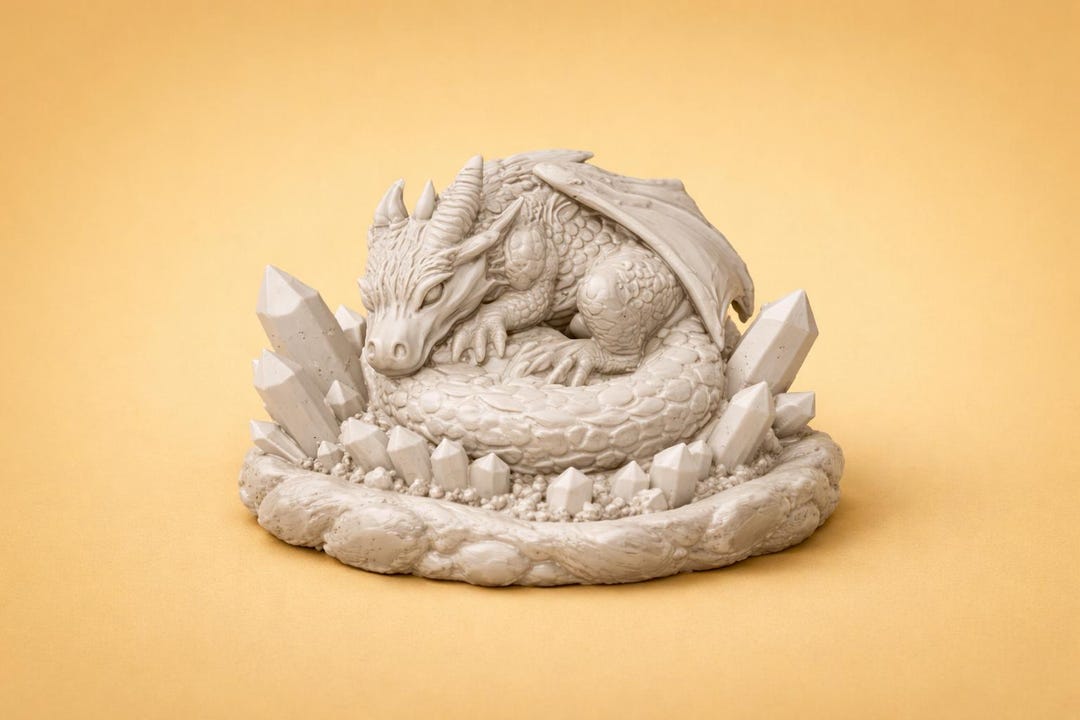 Sleeping Crystal Dragon STL | Fantasy Baby Dragon 3D Print | Cute ...