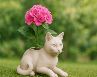 3D Cat Flower Pot, 3D Laying Cat Vase, 3D Printing File, Cutty Cat Planter STL File, 3D Printing File, Digital Dowload