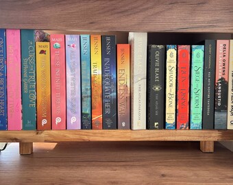 Handmade Wood Book Elevation Shelf for Displaying Two Book Rows on a Single Shelf