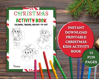 Printable Christmas Activity Book For Kids, Instant Download Christmas Coloring Pages, Christmas Printables Kids, Christmas School Activity