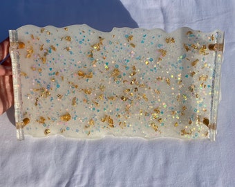 Glittery Gold Resin Tray - Tray for kids room, living room