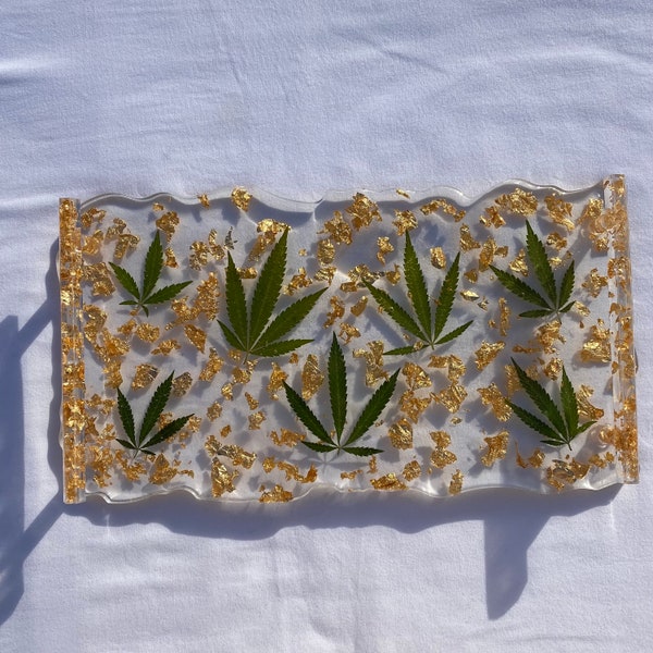 Marijuana Leaf Tray - Real Marijuana Leaf Resin Tray