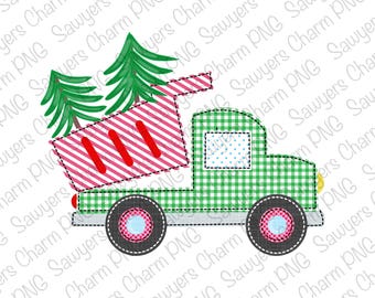 PNG faux applique Printable file/Sublimation Heat Transfer Design/Digital Clipart, Christmas tree dump truck, lumberjack, happy holidays
