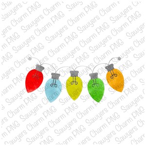 Fichier PNG imprimable aquarelle/Sublimation/transfert thermique Design/Clipart numérique, bannière de banderoles de lumières de Noël, ampoule joyeuses fêtes