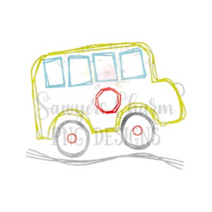 Arquivo PNG para impressão em aquarela, clipart digital de design de transferência de calor por sublimação, ônibus de volta às aulas, ondulado, transporte estudantil, carro
