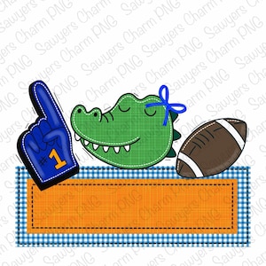 BUNDLE PNG faux applique Printable file, Sublimation/Heat Transfer Design/Digital Clipart, Gator, foam finger, football trio, name plate