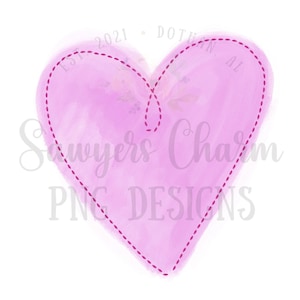 PNG faux applique Printable file - Sublimation - Heat Transfer Design - Digital Clipart - Watercolor heart, Valentine&#39;s Day, love, girl