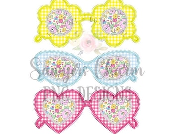 PNG faux applique Printable file - Sublimation - Heat Transfer Design - Digital Clipart - Retro sunglasses sunnies trio, summer shades