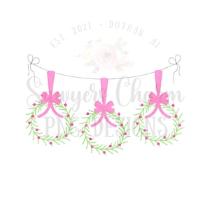 Fichier PNG imprimable aquarelle/sublimation/transfert de chaleur Trio de couronnes de cliparts numériques, rose et rouge, fleurs