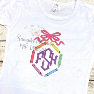 BUNDLE PNG faux Stickerei druckbare Datei - Sublimation Heat Transfer Design Digitale Clipart - Buntstift Rahmen mit/ohne Schleife back to Schule